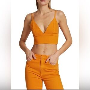Alice + Olivia Jeanna Bustier Tangerine Orange Cropped Top
Small